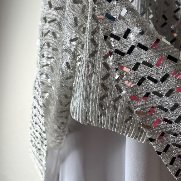 Lost + Wander Silver Cevron Tank Top Size S Metallic Cocktail 90s Disco Party - Picture 10 of 11